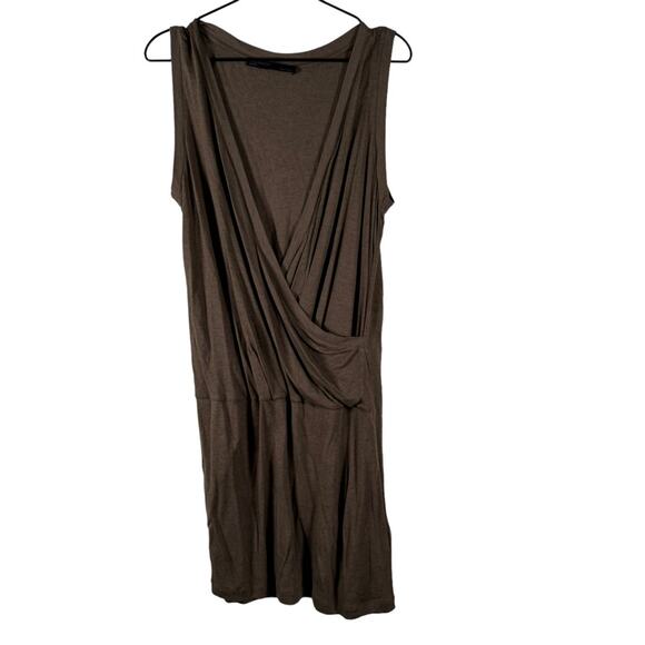 NWT All Saints Chocolate Kerin Mini Dress Surplice Blouson Sleeveless Size L - Picture 2 of 10